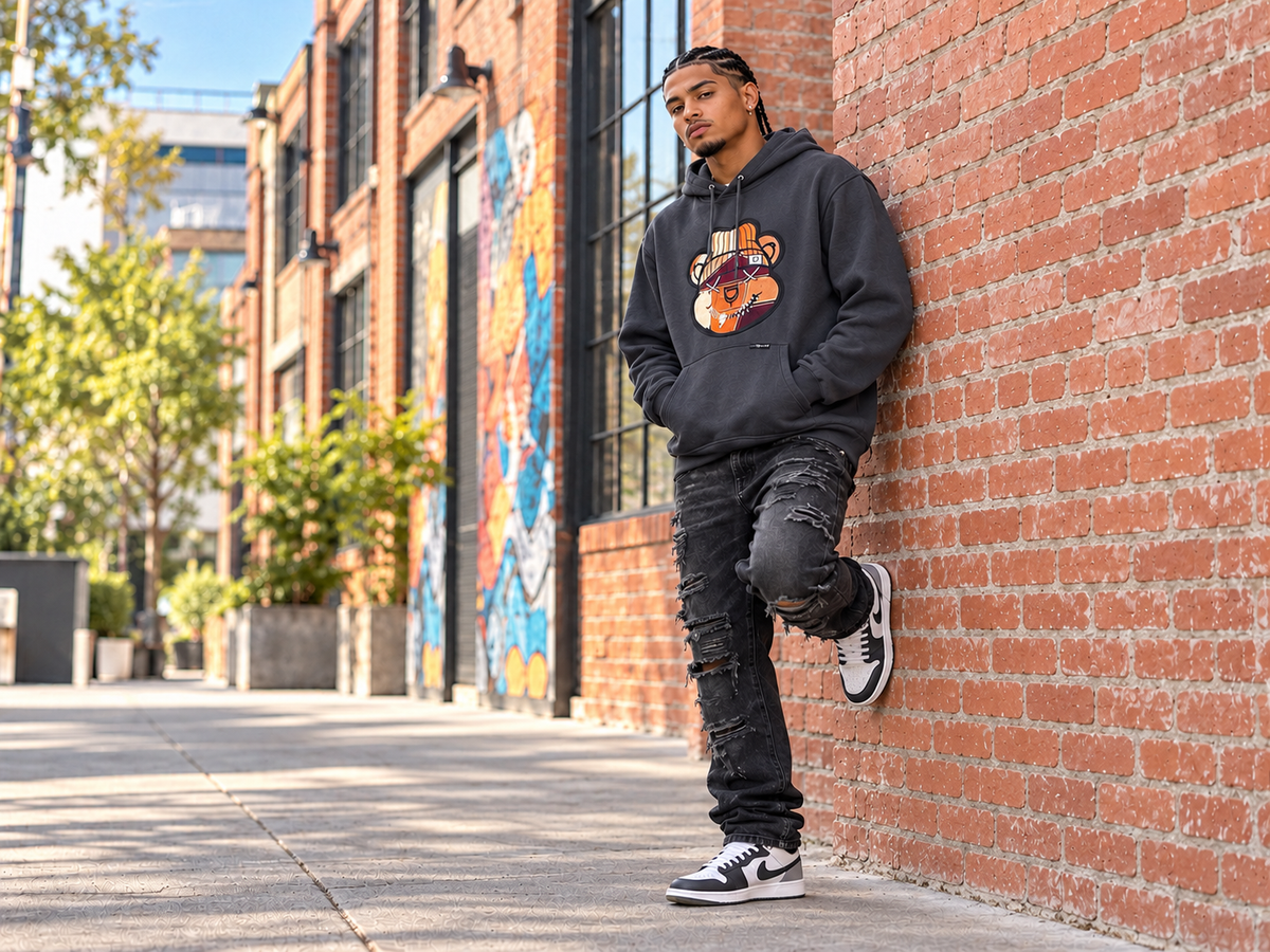 DD Bear Hoodie Charcoal Gray